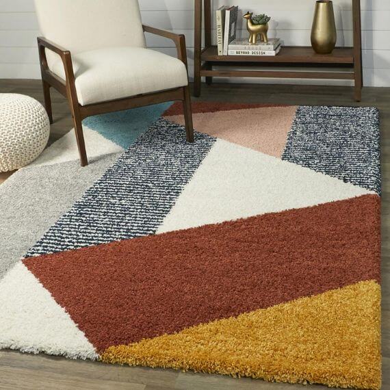 Tapis shaggy moderne beige Ethridge